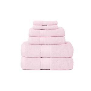 Zero Twist Hotel 6-Piece 100% Cotton Bath Towel Set in Pink