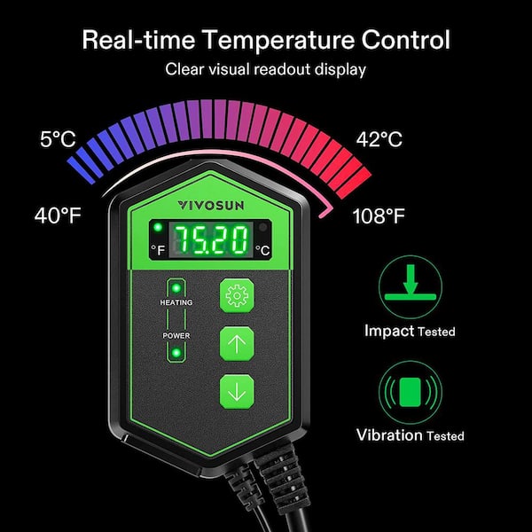 VIVOSUN 1500W Digital Temperature Controller, 2-Stage Outlet Thermostat  Heating and Cooling Mode, Thermostat with Dual LED Display, for Homebrew