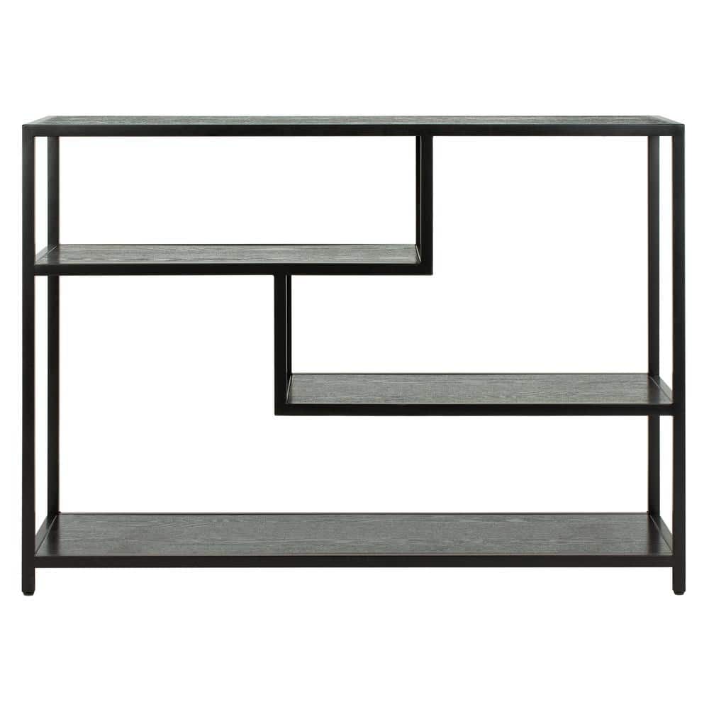 Reese Black Geometric Wood and Metal Console Table