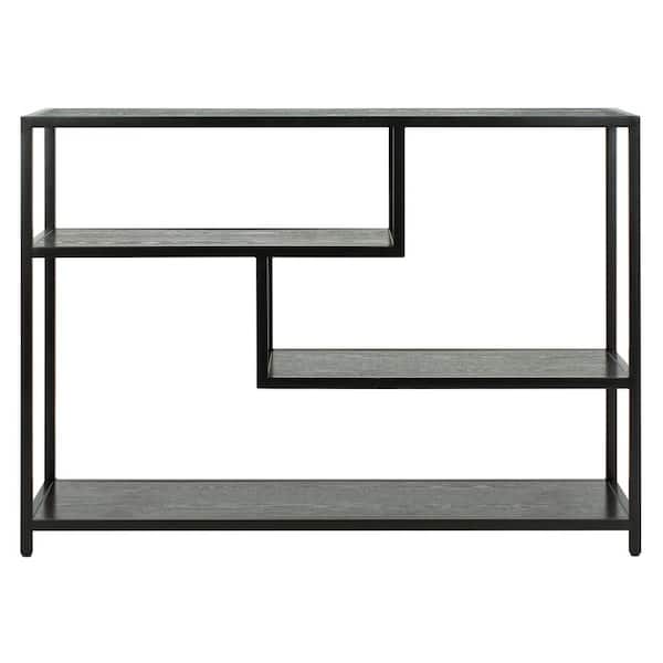 SAFAVIEH Reese 42 in. Black Standard Rectangle Wood Console Table with Storage