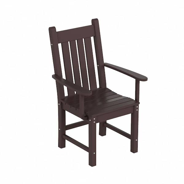 WESTIN OUTDOOR Hayes HDPE Plastic All Weather Outdoor Patio Slat Back Dining Arm Chair in Dark Brown