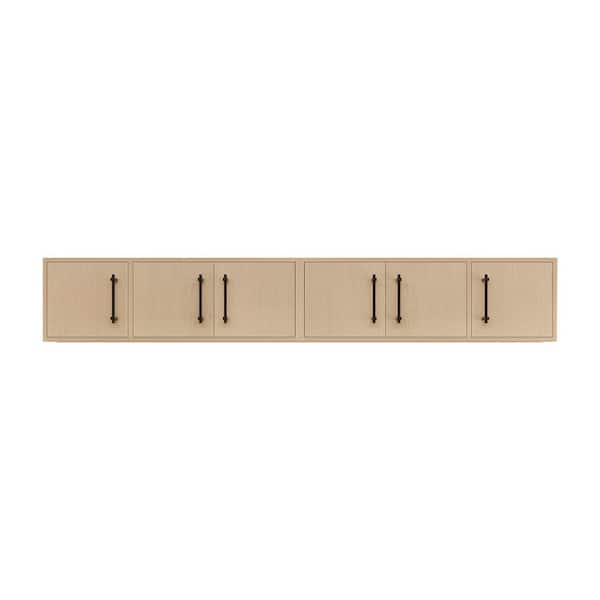 Victoria 84 in. W x 11.8 in. D x 13.78 in. H Brown Plywood Wall Overhead Floating Linen Cabinet in Yellow Oak