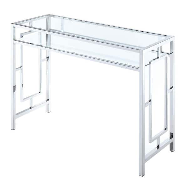 Unbranded Town Square 42 in. Rectangular Chrome Metal and Glass Writing Desk with Shelf