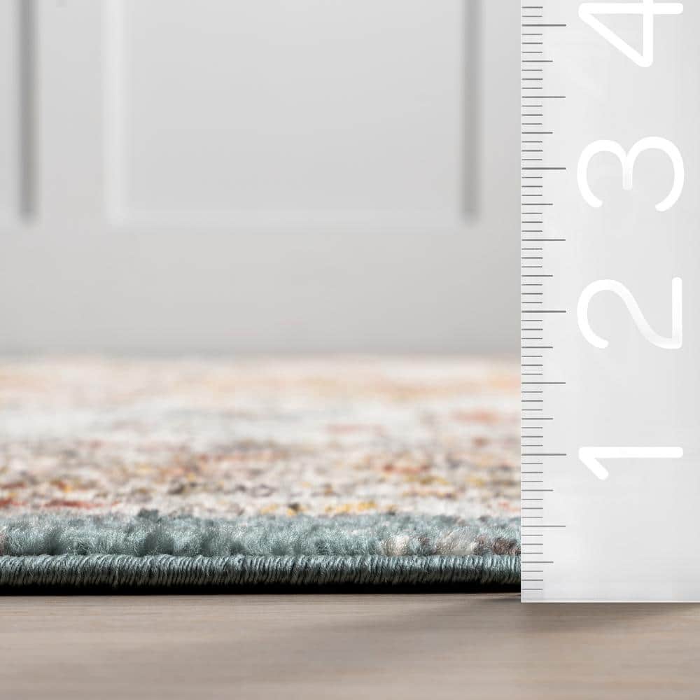 Justine Beige Synthetic Medallion Runner Rug, 2'6" x 10'