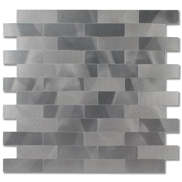 Yipscazo Dark Gray 12 in. x 12 in. x 0.16 in. Metal Peel and Stick Tile ...
