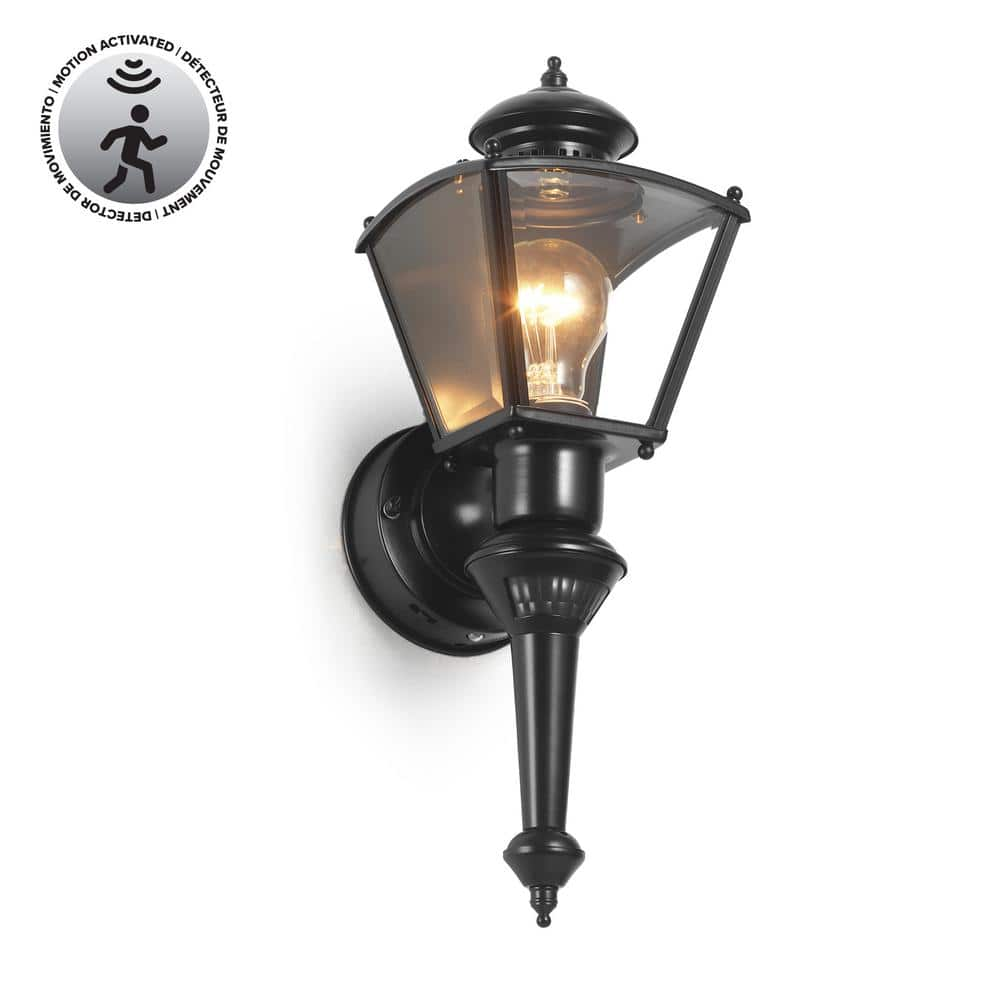 UPC 016963841505 product image for Charleston Black 150-Degree Farmhouse Outdoor 1-Light Wall Sconce with Clear Gla | upcitemdb.com