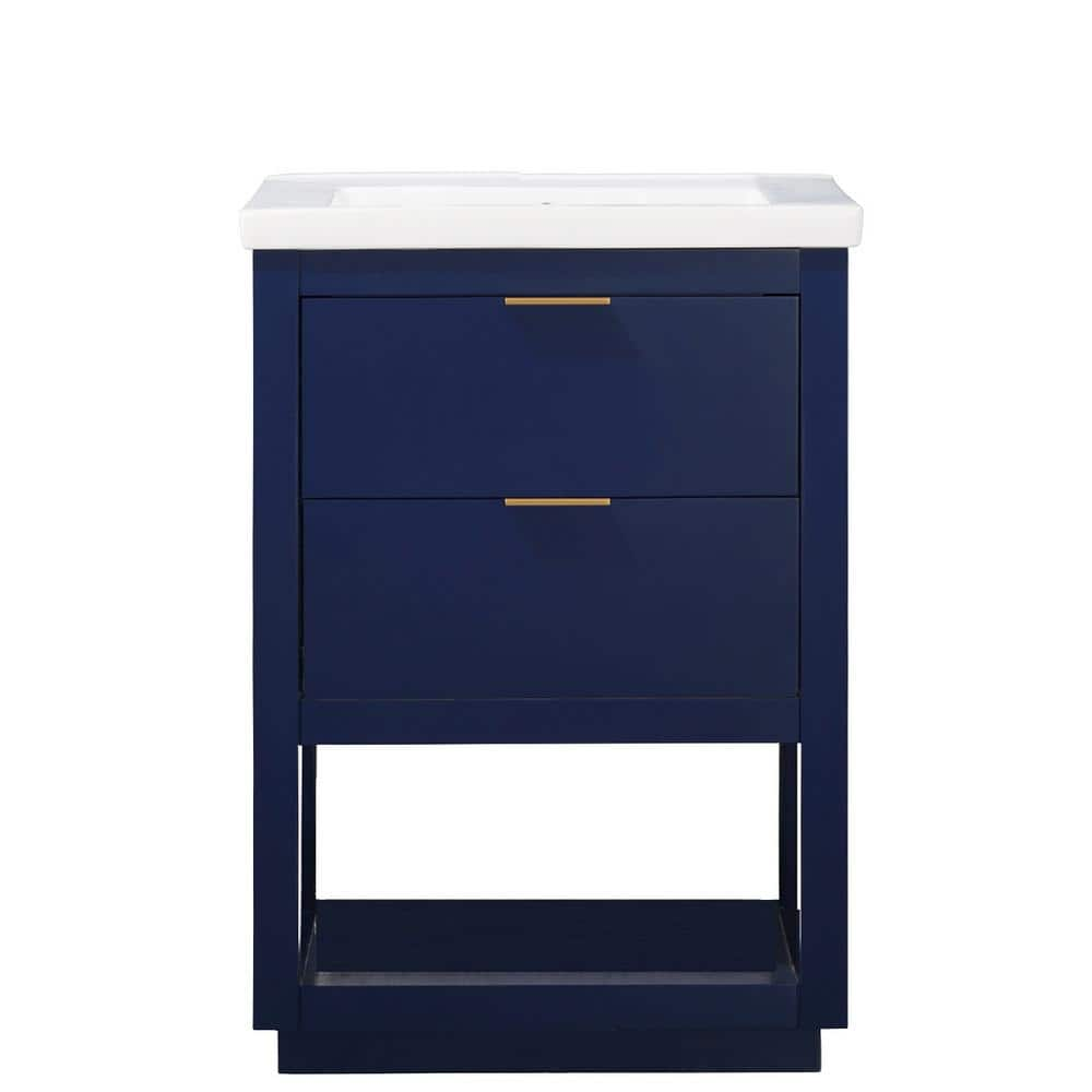 Design Element Klein 24 in. W x 18 in. D Bath Vanity in Blue with Porcelain Vanity Top in White with White Basin