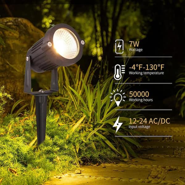 Hawady Accent LED Spotlight – Indoor/Outdoor IP65, 5W 120V, Dimmable 2700K-6500K With Remote, Uplight/Downlight, Includes 2 Stakes & 2 Pack