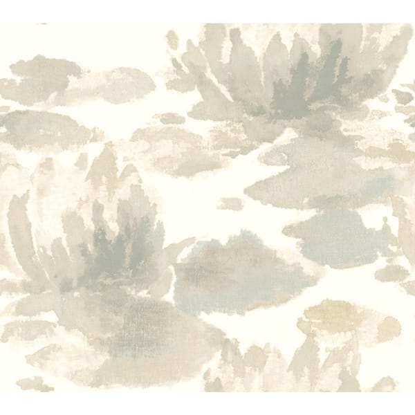 York Wallcoverings Grey Water Lily Unpasted Paper Matte Unpasted Paper Matte Wallpaper, 27 in. by 27 ft.