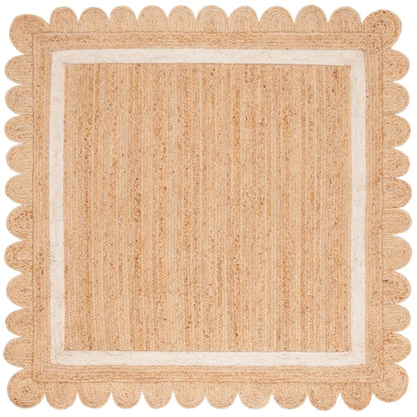 Natural Fiber 8 ft. x 8 ft. Square Natural/Ivory Radiant Border Woven Area Rug