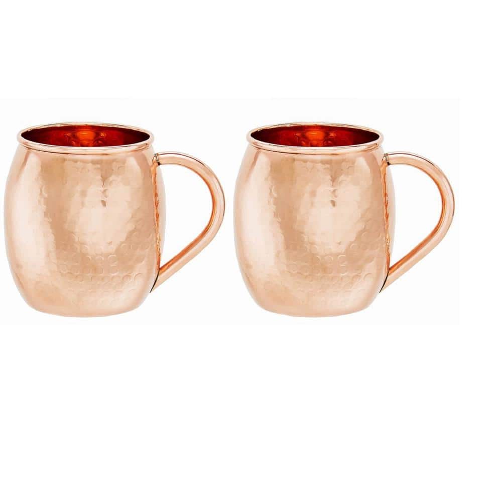 Willow & Everett Set of 4 Moscow Mule Copper Mugs with Copper Shot Glass -  4 16oz Copper Moscow Mule Mugs - Solid Copper Hammered Mug - Copper Cups
