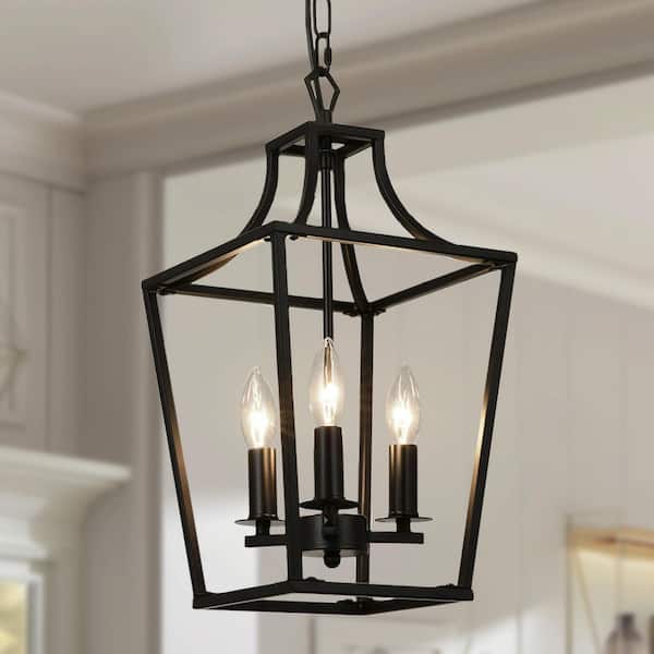 Jasslynn 40 Watt 3-Light Black Farmhouse Cage Pendant Light for Kitchens Island Dinning Room Living Room Foyer