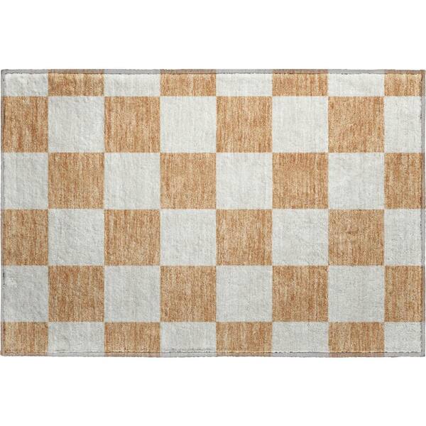 Mayfield Premium Machine Washable Abstract AMF2345 Copper 3 ft. x 4 ft. Area Rug