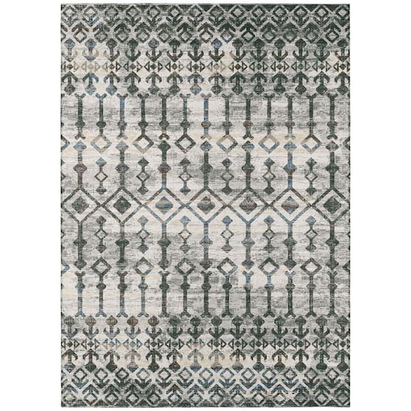 Bravado Grey 3 ft. x 5 ft. Geometric Indoor/Outdoor Washable Area Rug