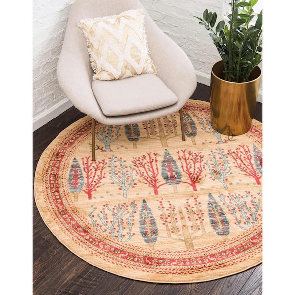 Fars Mesquite Tan 6' 0 x 6' 0 Round Rug