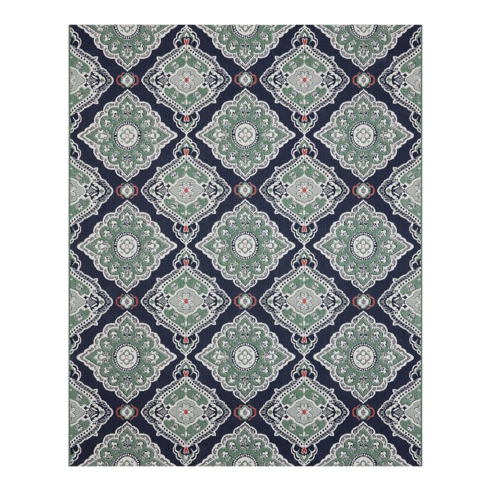 Oak Hill Blue 5 ft. x 7 ft. Medallion Indoor/Outdoor Area Rug price history on PriceWatchPro