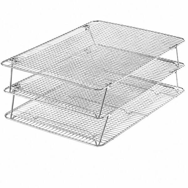 3 Tier Stainless Steel Stackable Cooling Rack Set, 12 x 16.5 In, Oven Safe, Fits Half Sheet Pan