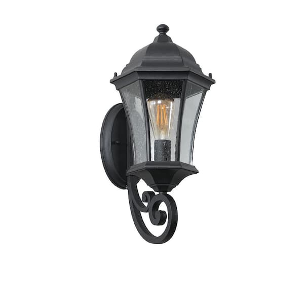 20 in. 1-Light Black Hardwired Outdoor Wall Light Lantern Sconce with No Bulb Included