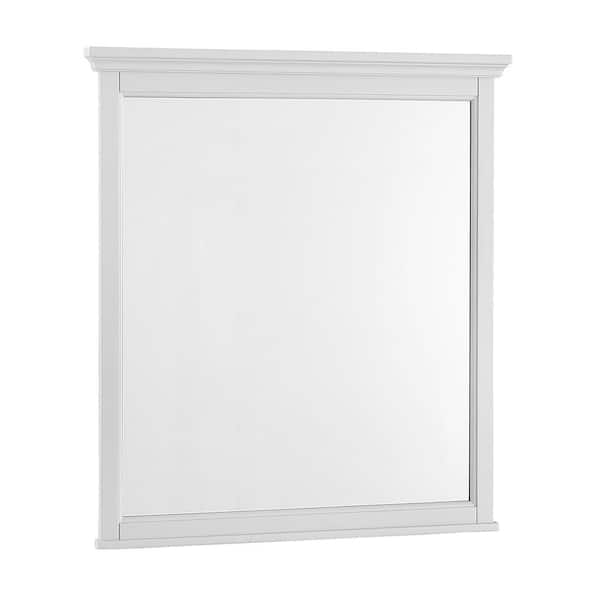 Home Decorators Collection Ashburn 28 in. W x 31.5 in. H Rectangular Wood Framed Wall Bathroom Vanity Mirror in White