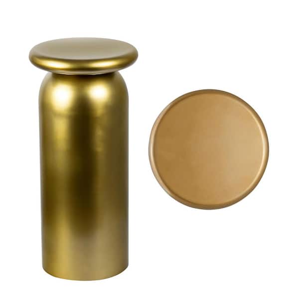 JONATHAN Y Miles 22.75 in. Mid-Century Modern Metal Sleek Cylinder Drink Table, Gold