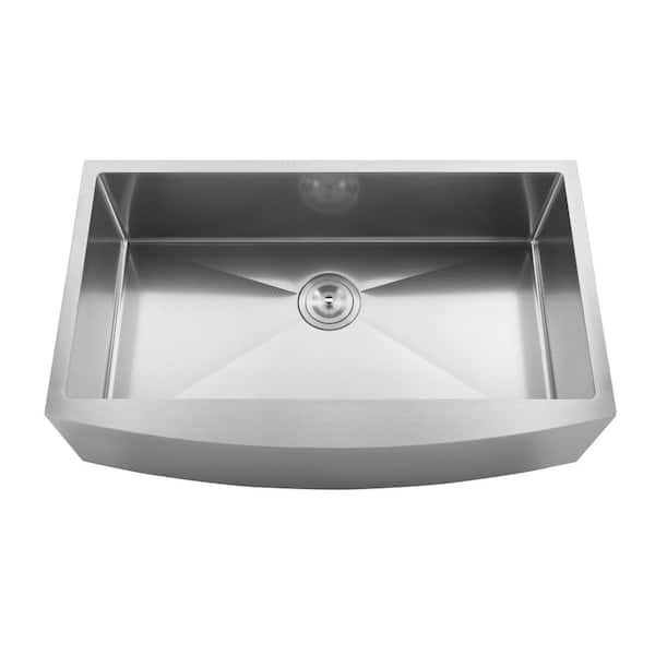 HEX 33 in. Farmhouse Apron Front Single Bowl Stainless Steel Kitchen Sink