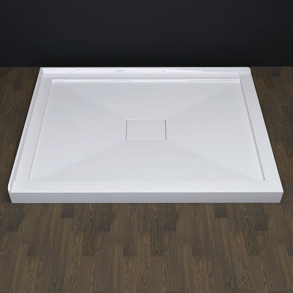 NTQ 48 in. x 36 in. Acrylic Double Threshold Shower Base Corner Floor ...
