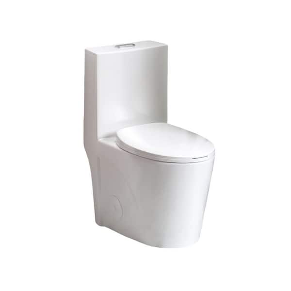 Lucan 12 in. Rough One-Piece 1.1/1.6 GPF Dual Flush Elongated Bowl Toilet in White Seat Included