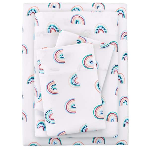 Stylewell Jersey Knit Cotton Blend Twin Xl Sheet Set In Rainbow Cnooo5 Txl Rain The Home Depot