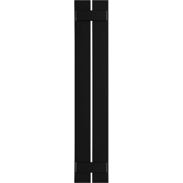 Ekena Millwork 11-1/4 in. x 79 in. True Fit PVC 2 Board Spaced Board and Batten Shutters Pair in Black
