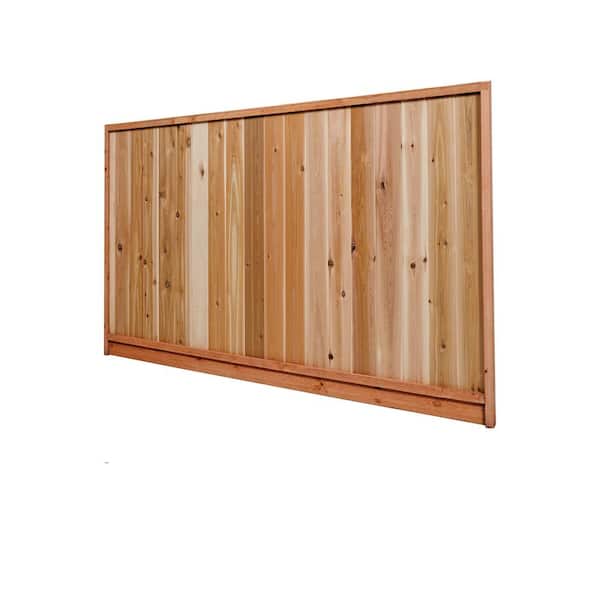 Unbranded 6 ft. x 8 ft. Premium Cedar Solid Top Fence Panel with Stained (SPF) Frame (Actual Size: 68-3/8 in. H x 96 in. W)