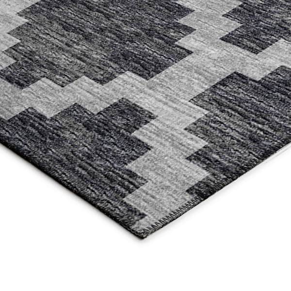 Yuma Black 5 ft. x 7 ft. 6 in. Geometric Indoor/Outdoor Washable Area Rug