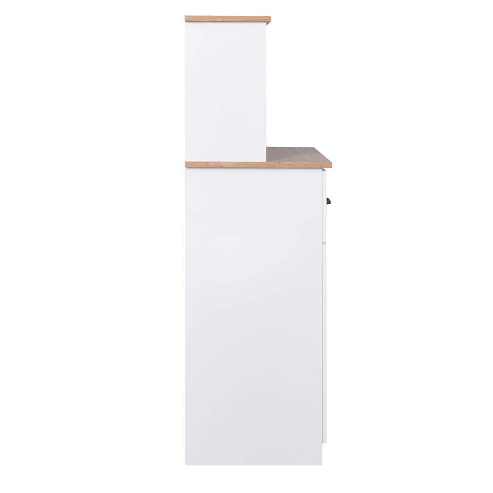 White Wooden Kitchen Storage Cabinet with Adjustable Shelves