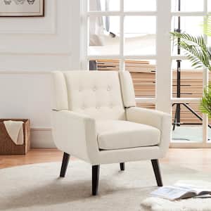 White Linen Arm Chair (Set of 1)