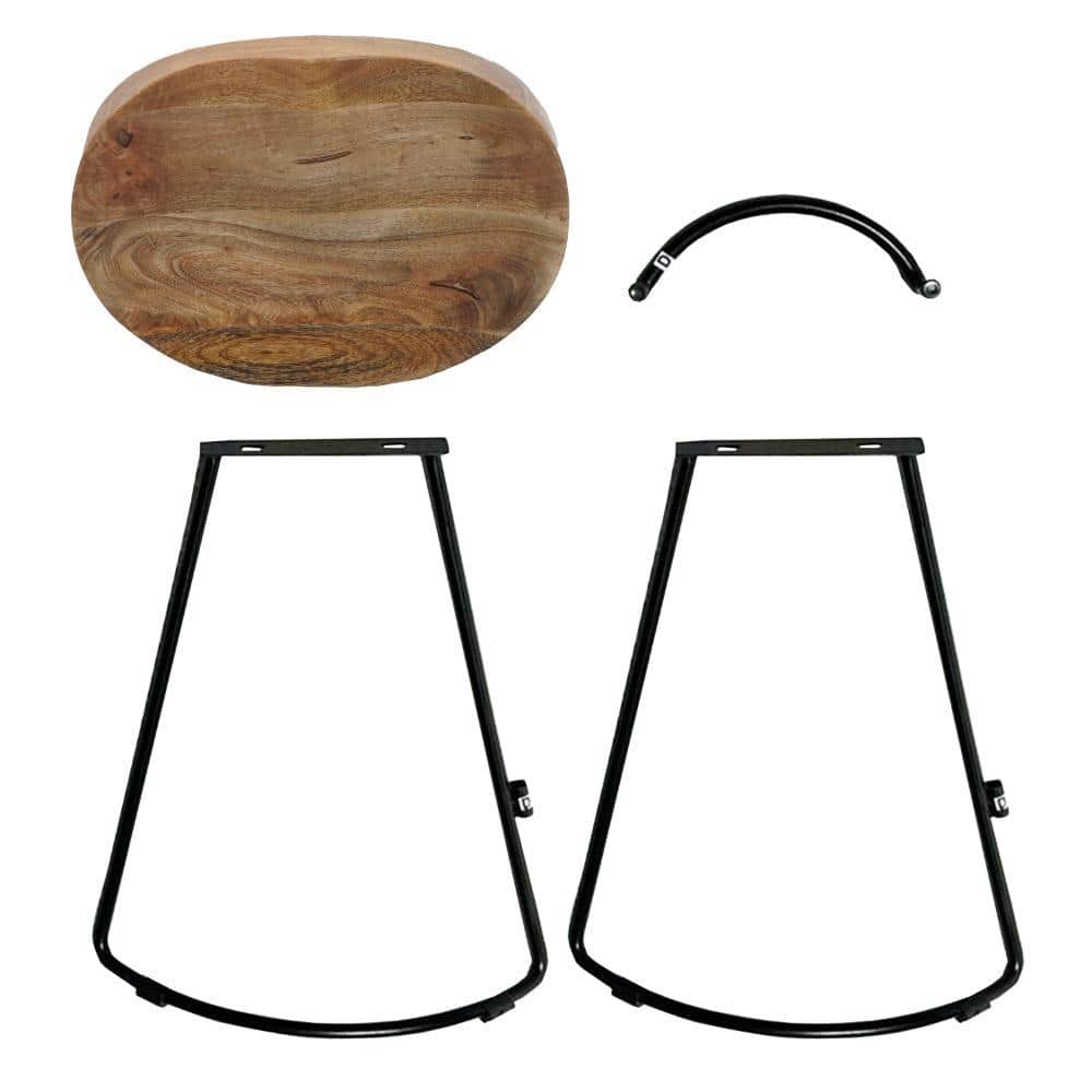 Ela Industrial Saddle-Style Backless Metal Counter Stool, Black, Set of 2