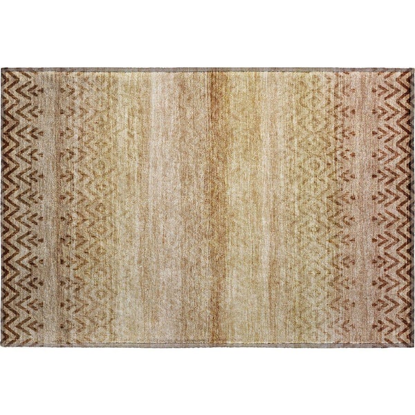 Mayfield Premium Machine Washable Abstract AMF2042 Beige 2 ft. x 3 ft. Accent Rug