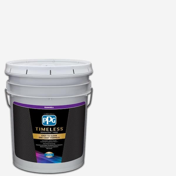 PPG TIMELESS 5 gal. Pure White/Base 1Eggshell Interior Paint with PrimerPPG8331005 The