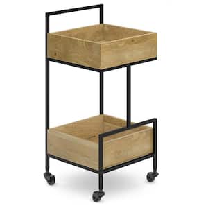 Felicity Brown Wood Kitchen Cart 16 in. Industrial Contemporary in Natural