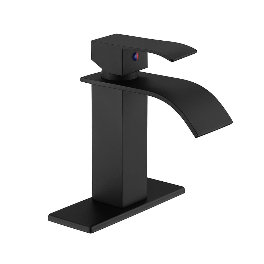 Fapully Waterfall SingleHandle Single Hole Bathroom Faucet with Deck
