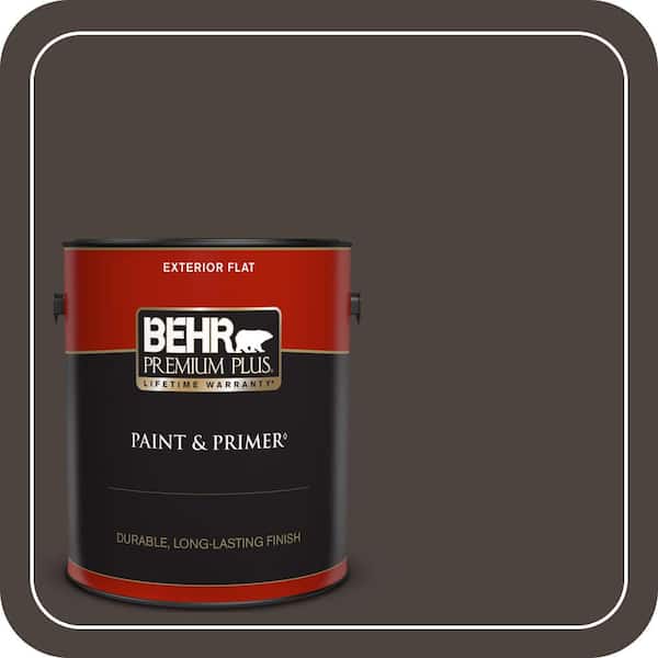 BEHR PREMIUM PLUS 1 gal. #PPU5-01 Espresso Beans Flat Exterior Paint & Primer