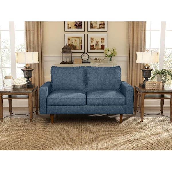 Dwell Home Inc Kalen 58 in. Linen Mid-Century Modern 2-Seat Loveseat -Chambray