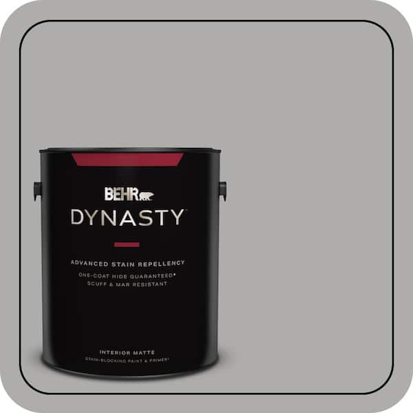 BEHR DYNASTY 1 gal. #N520-3 Flannel Gray One-Coat Hide Matte Interior Stain-Blocking Paint & Primer
