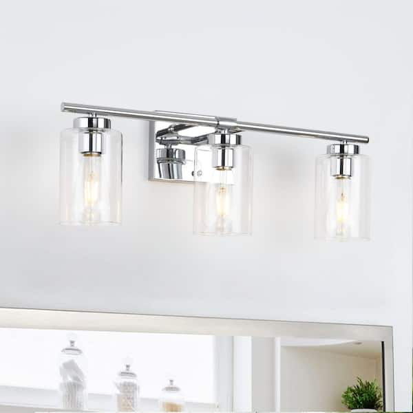 22.83 in. 3-Light Chrome Modern Wall Sconce Bathroom Vanity-Light Indoor Wall Light for Living Room