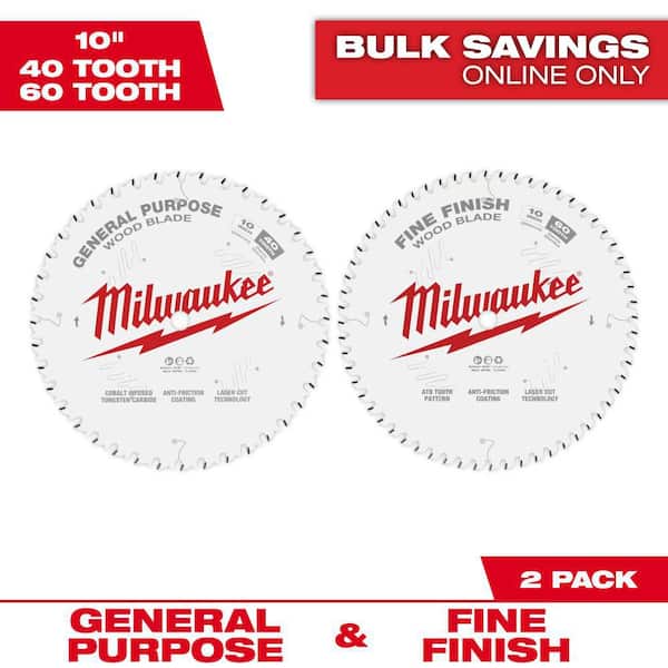 Milwaukee 10 in. x 40-Tooth and 60-Tooth Circular Saw Blades (2-Pack)
