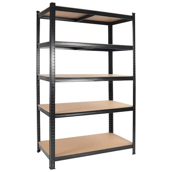 Tileon 5-Shelf Metal Pantry Organizer with Adjustable Height 2000 lbs. Capacity Multipurpose Kitchen Storage Utility Rack-Black