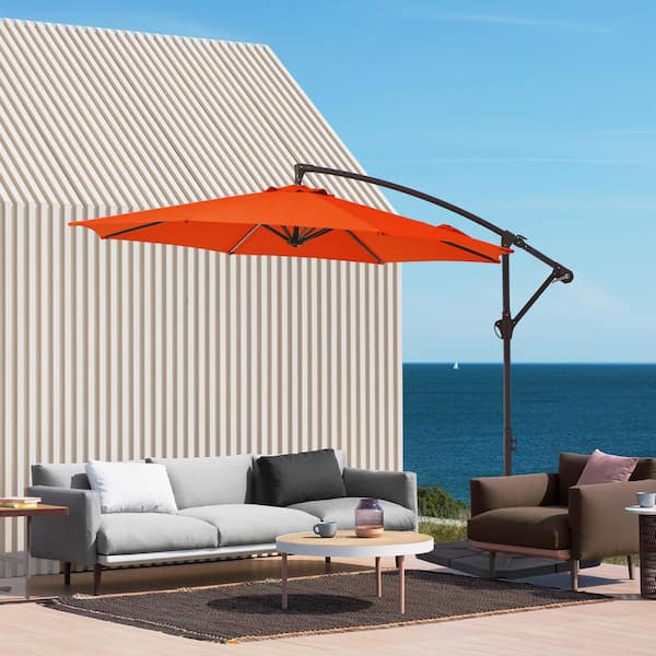kingyes 10ft patio offset cantilever umbrella Formosa Covers Hanging 8 Rib Replacement Canopy Paired with a weighted base and sturdy structure KINGYES 10ft Patio Offset Cantilever