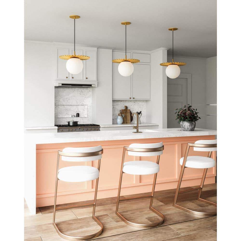 Brushed Gold and Opal Matte Glass Pendant Light