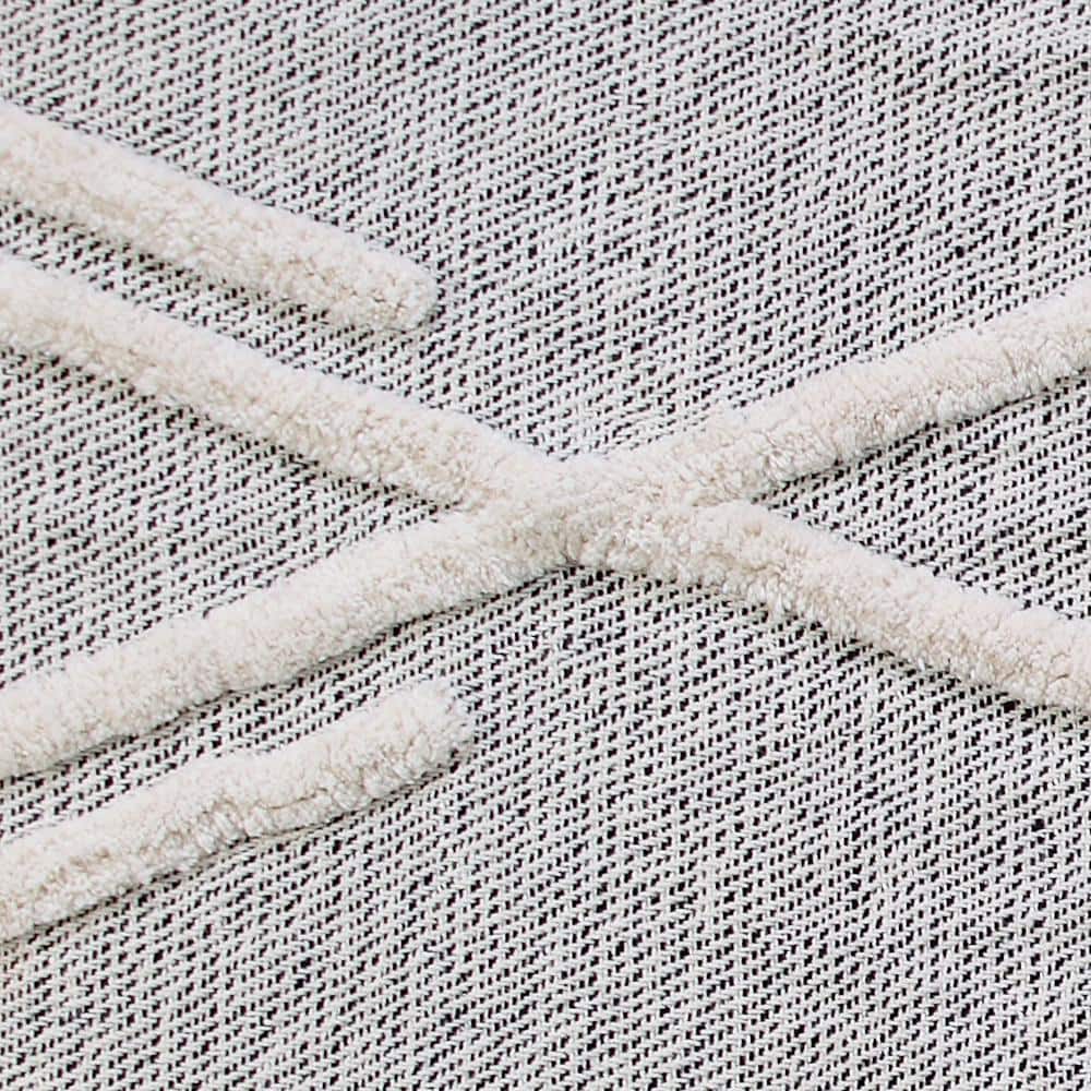Gray & White 60" x 50" Cotton Knitted Reversible Throw Blanket