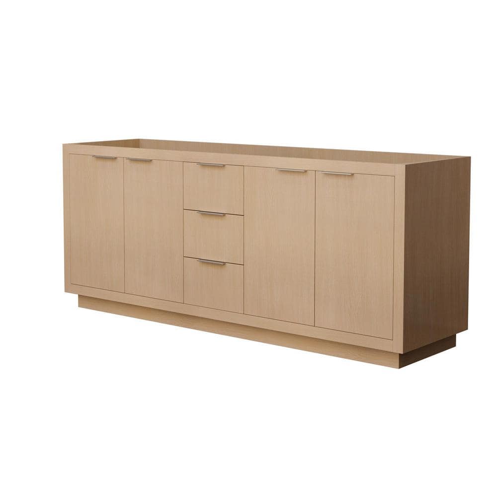 Maroni Light Straw Double Freestanding Vanity Cabinet with Brushed Nickel Hardware