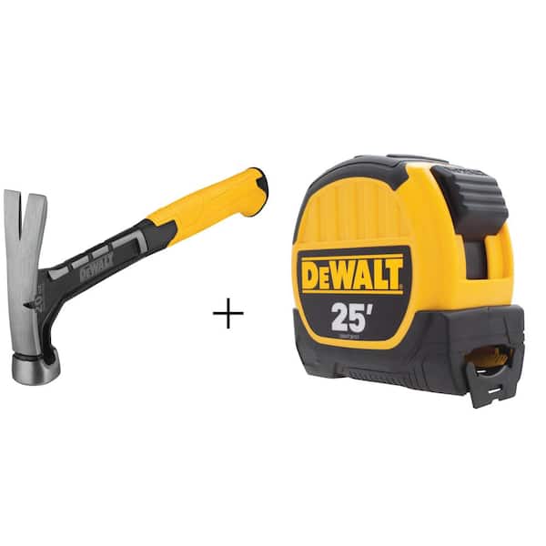 DEWALT 20 oz. Hammer and 25 ft. x 1-1/8 in.Tape Measure