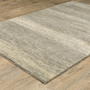 Asbury Gray/Beige 2 ft. x 8 ft. Contemporary Distressed Abstract Polypropylene Indoor Runner Area Rug